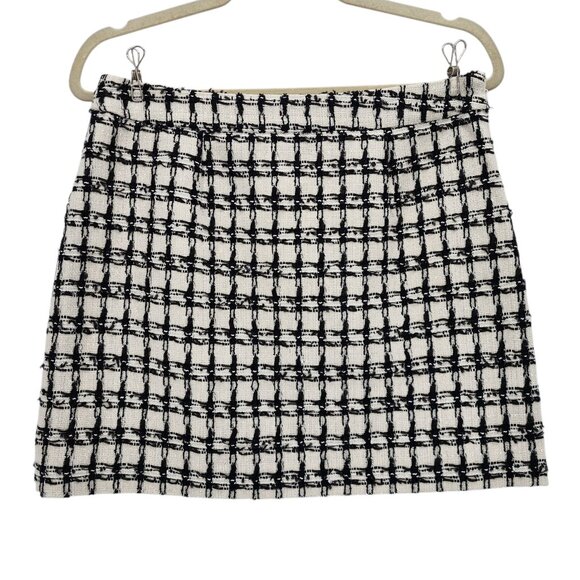 NEW Alexia Admor Womens 6 Skirt Tweed Mini Pencil Ivory Black Preppy Party Twee - Picture 3 of 12